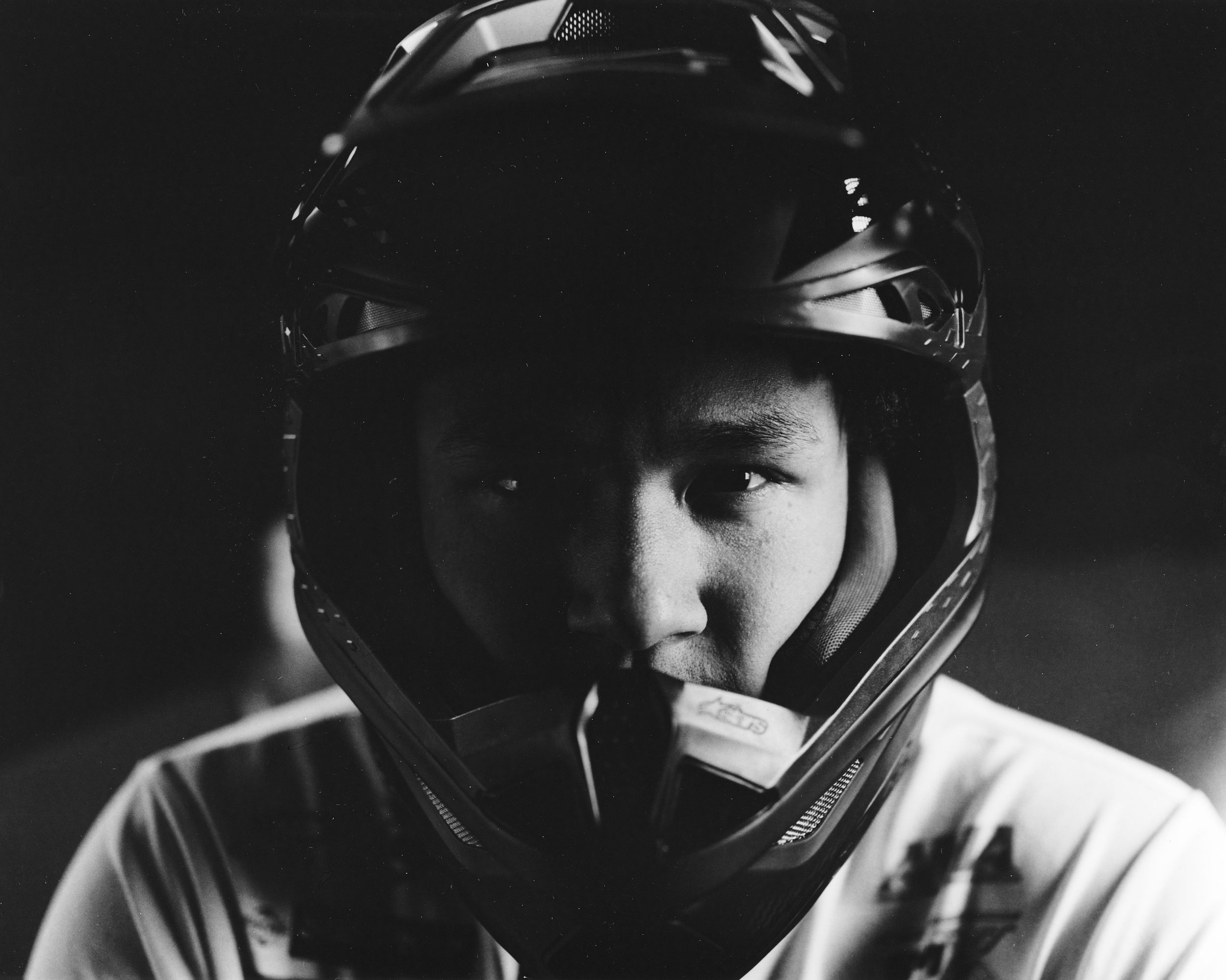 Black and white analog photograph shot on Mamiya RZ67 Pro II and Ilford Delta 400 Professional by TheAnalogPhotographer (United States). [Portraits]