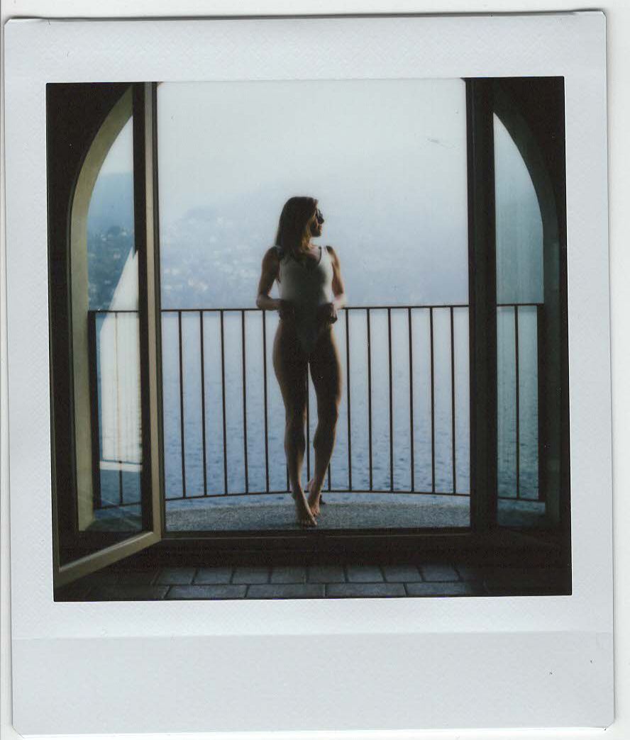 Color analog photograph shot on Mamiya RZ67 Pro II and Instax Square in Lake Como, Italy by TheAnalogPhotographer (United States). [Fashion]
