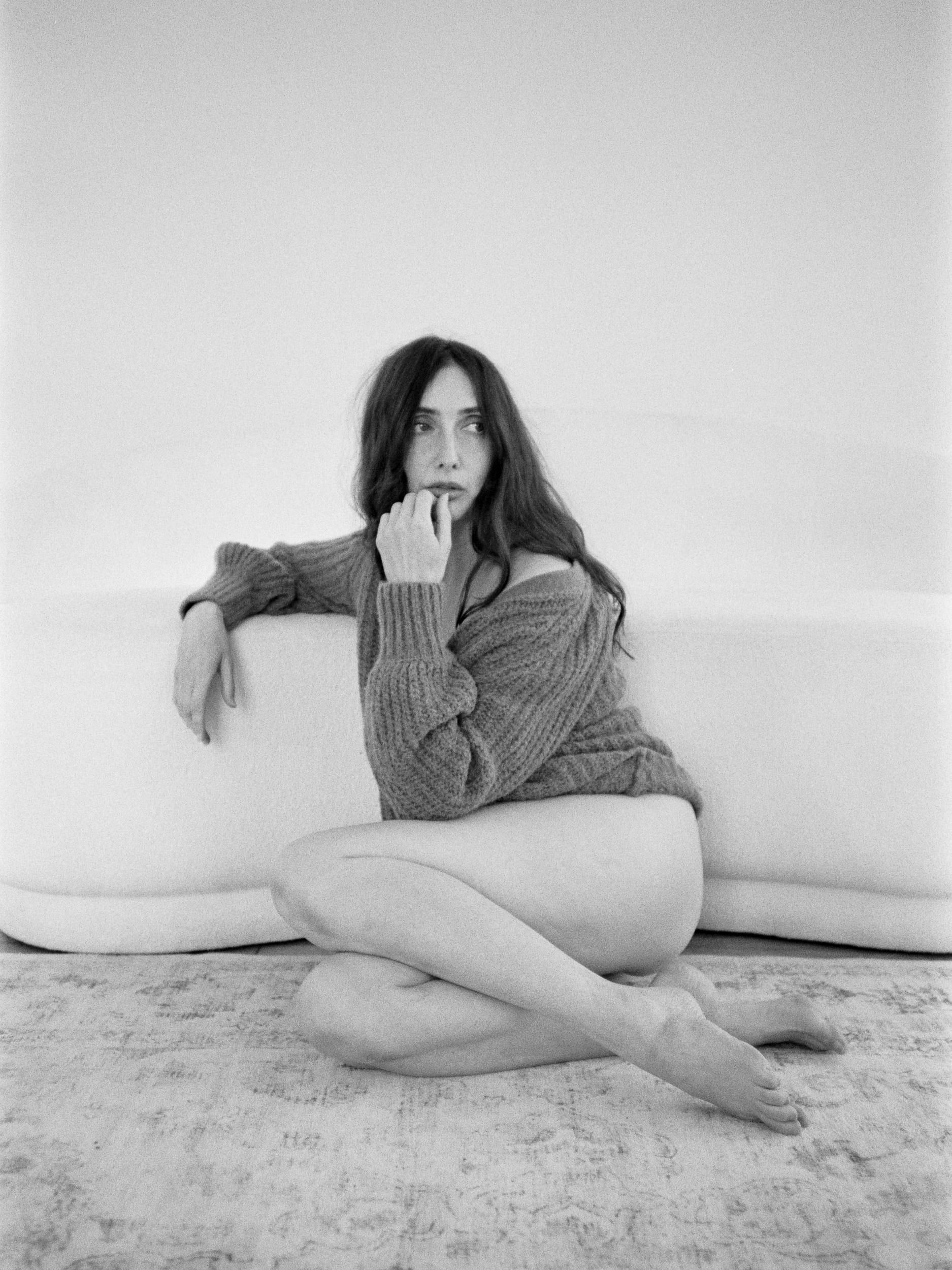 Black and white analog photograph shot on Canon AF35M and Kodak Professional T-Max 400 with 35mm f2.8 in Columbus, Ohio by Jack_von_Linden (United States). [Boudoir (SFW)]
