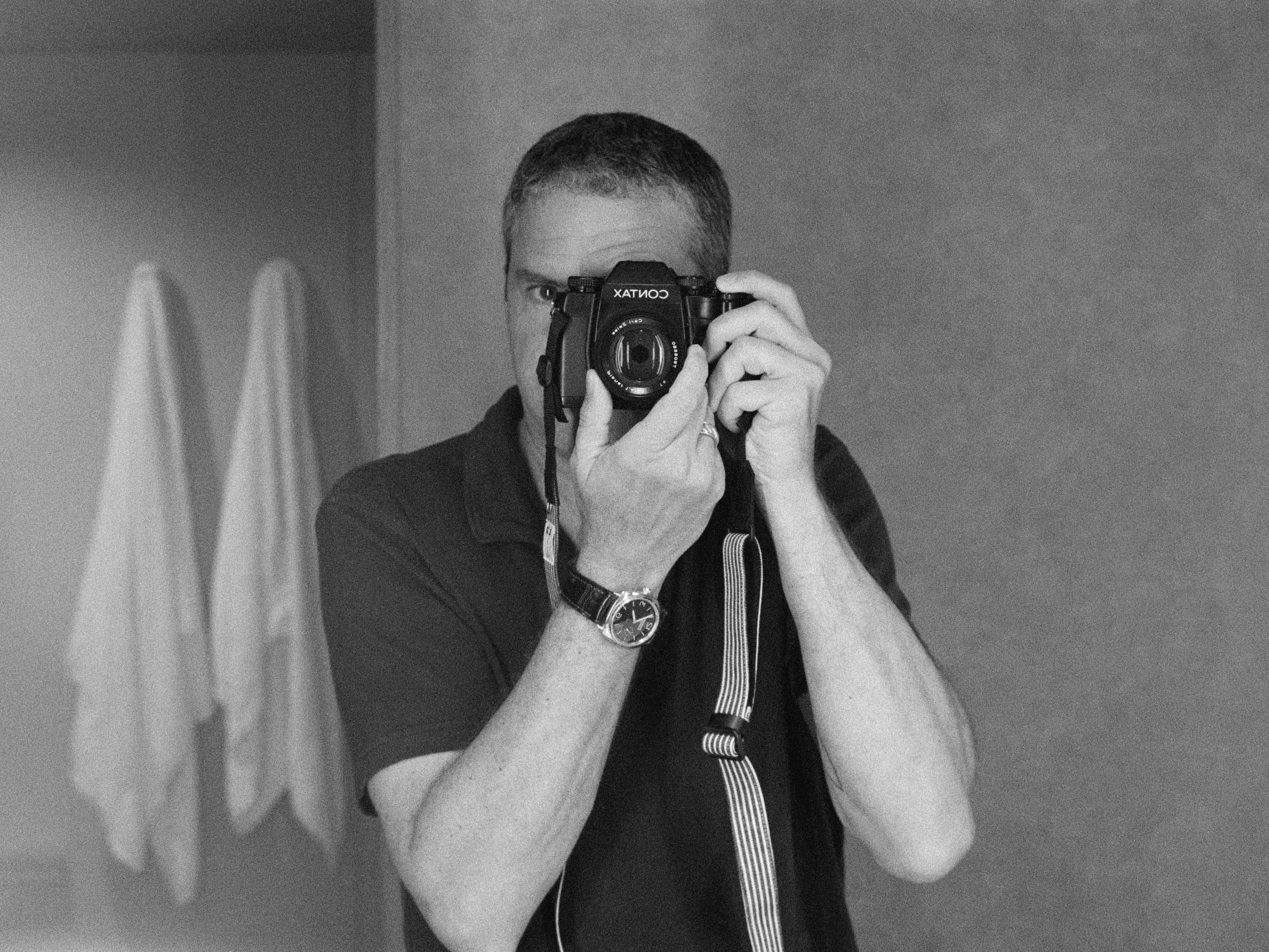 Black and white analog photograph shot on Contax RX and Ilford Hp5 Plus with Carl Zeiss Planar T* 50mm f1.4 in Kyoto, Japan by Jack_von_Linden (United States). [Portraits]