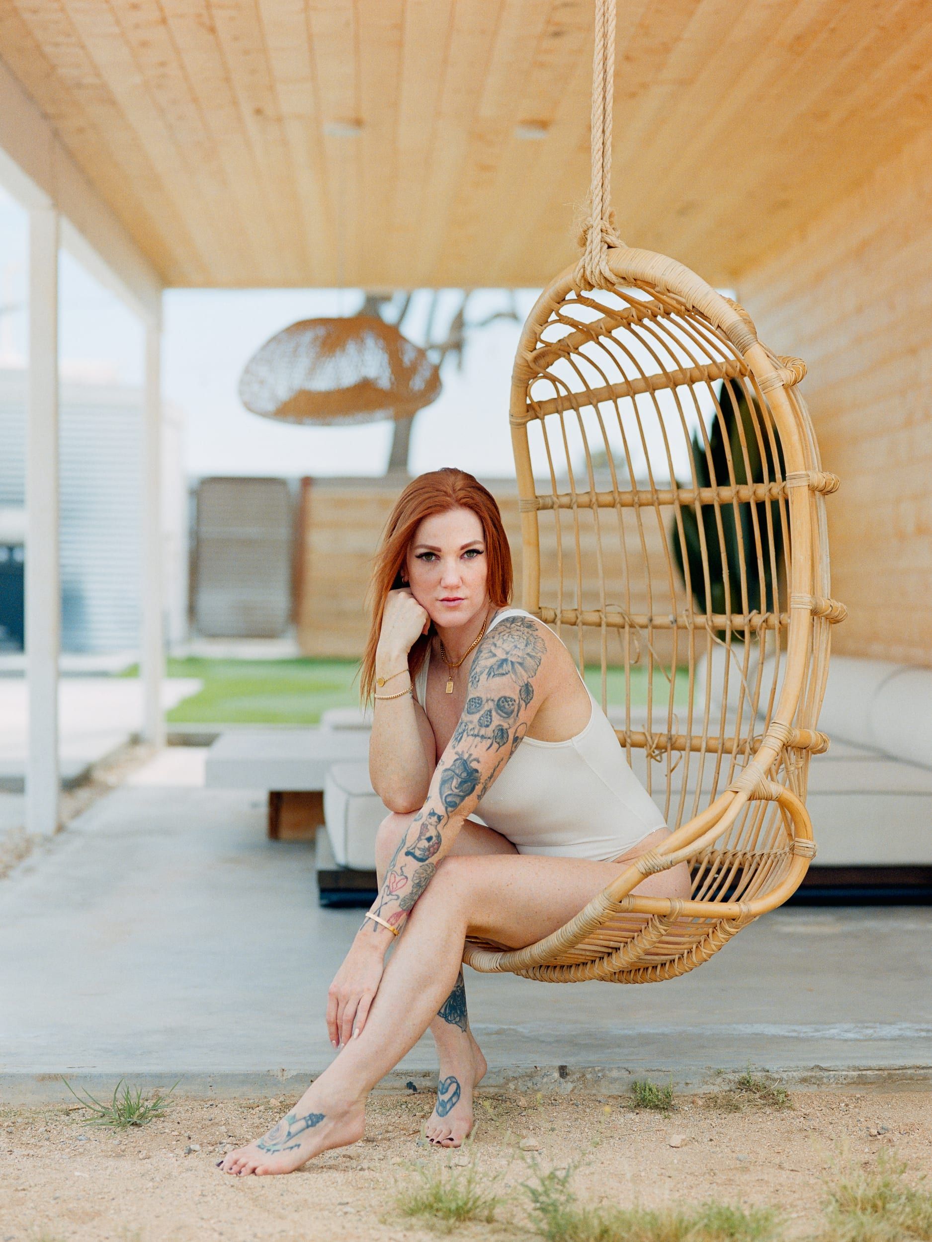 Color analog photograph shot on Hasselblad H1 and Fujifilm Fujicolor Pro 400h Professional with 100mm f2.2 in Yucca Valley, California by Jack_von_Linden (United States). [Portraits]