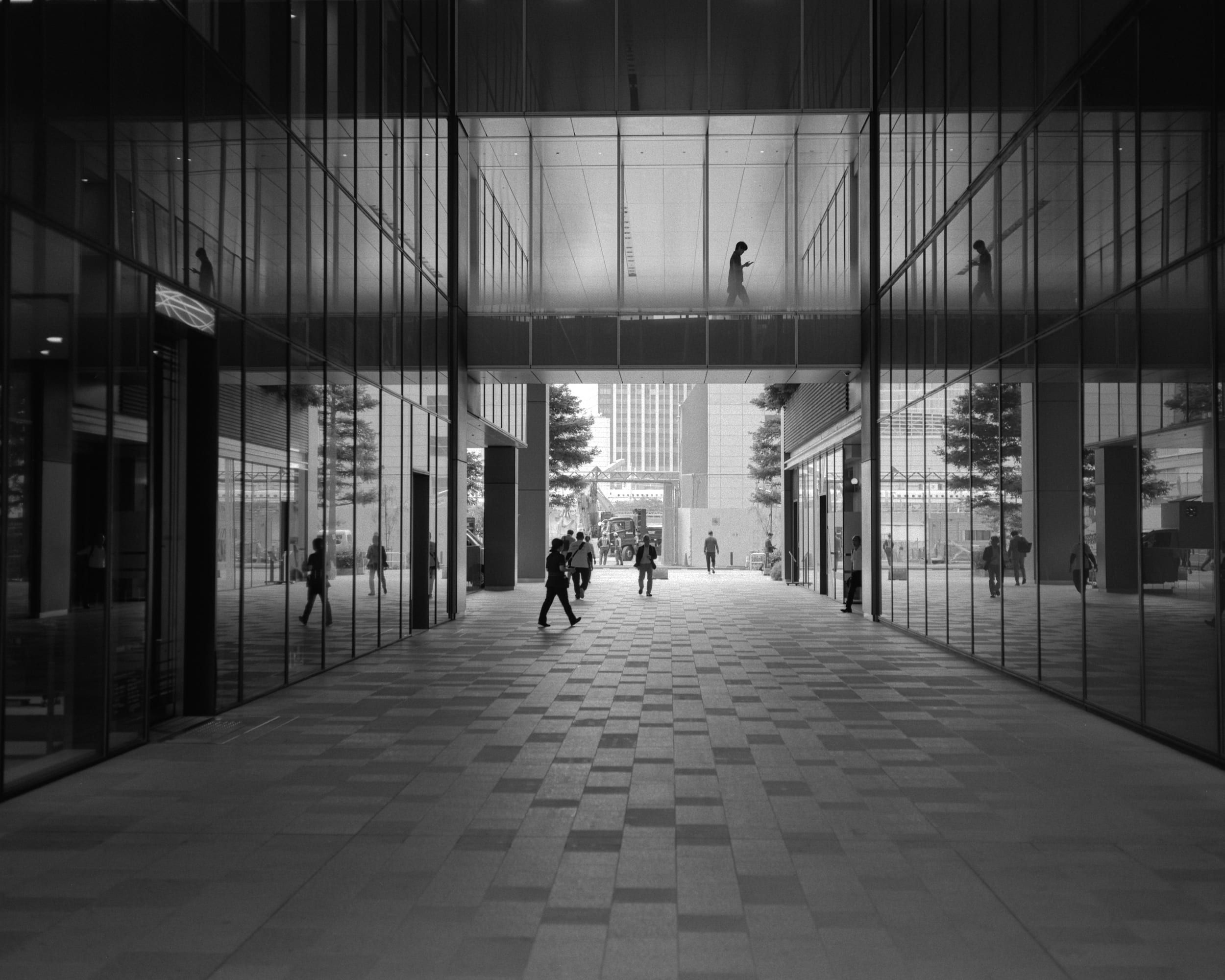 Black and white analog photograph shot on Plaubel Makina 670 and Ilford Hp5 Plus with Nikkor 80mm f2.8 (fixed) in Tokyo, Japan by Jack_von_Linden (United States). [Editorial]