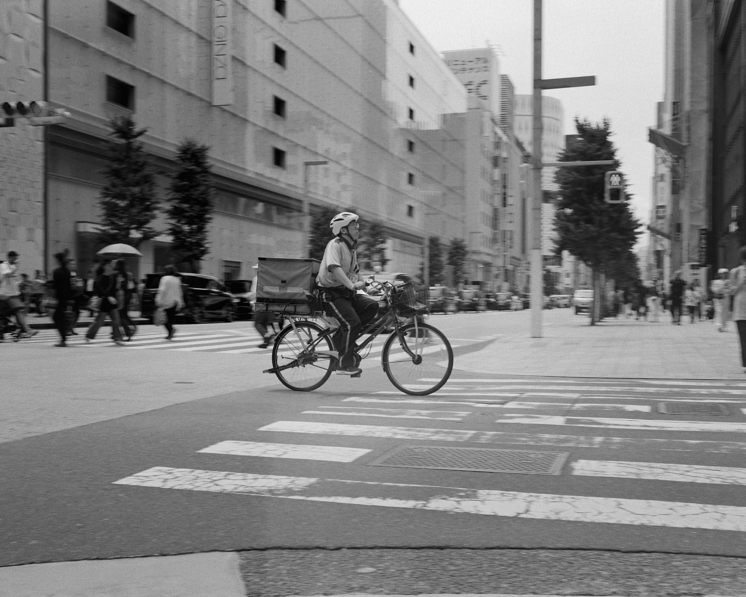 Black and white analog photograph shot on Plaubel Makina 670 and Ilford Hp5 Plus with Nikkor 80mm f2.8 (fixed) in Tokyo, Japan by Jack_von_Linden (United States). [Editorial]