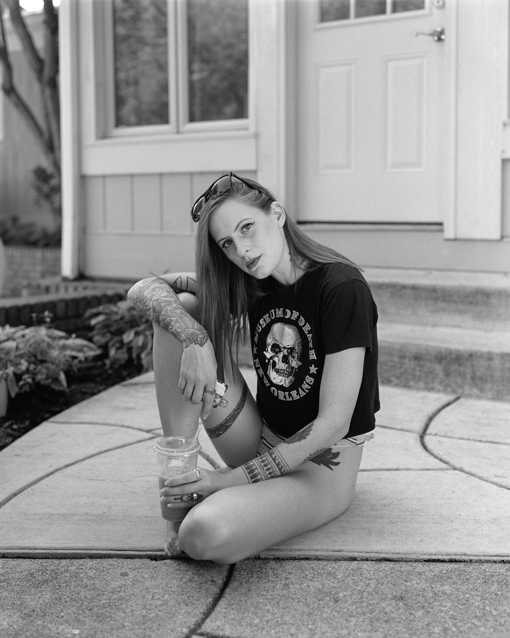 Black and white analog photograph shot on Plaubel Makina 670 and Ilford Hp5 Plus with Nikkor 80mm f2.8 (fixed) in Columbus, Ohio by Jack_von_Linden (United States). [Boudoir (SFW)]